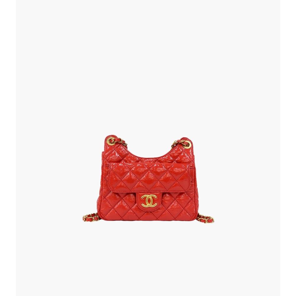 CHANEL Red Crumpled Hobo Bag A-A32959